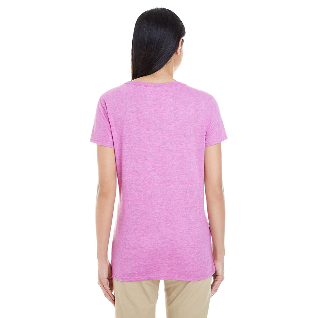 Gildan Women's Heather Radiant Orchid Softstyle 4.5 oz. Deep Scoop T-Shirt