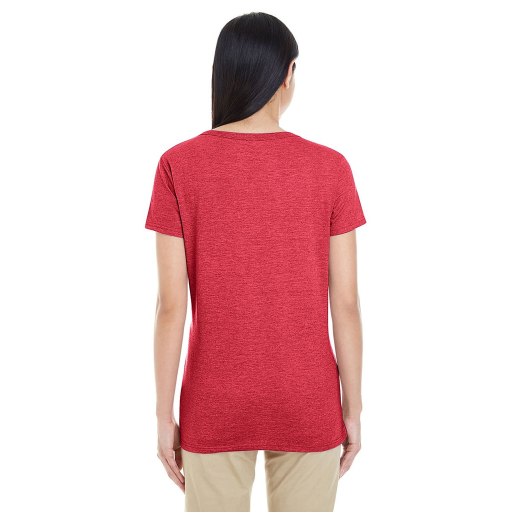 Gildan Women's Heather Red Softstyle 4.5 oz. Deep Scoop T-Shirt