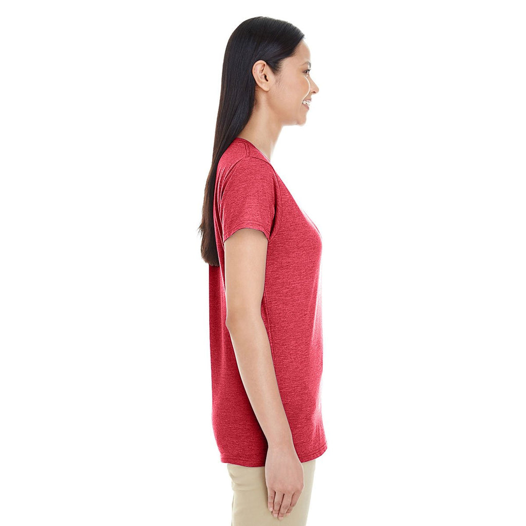 Gildan Women's Heather Red Softstyle 4.5 oz. Deep Scoop T-Shirt