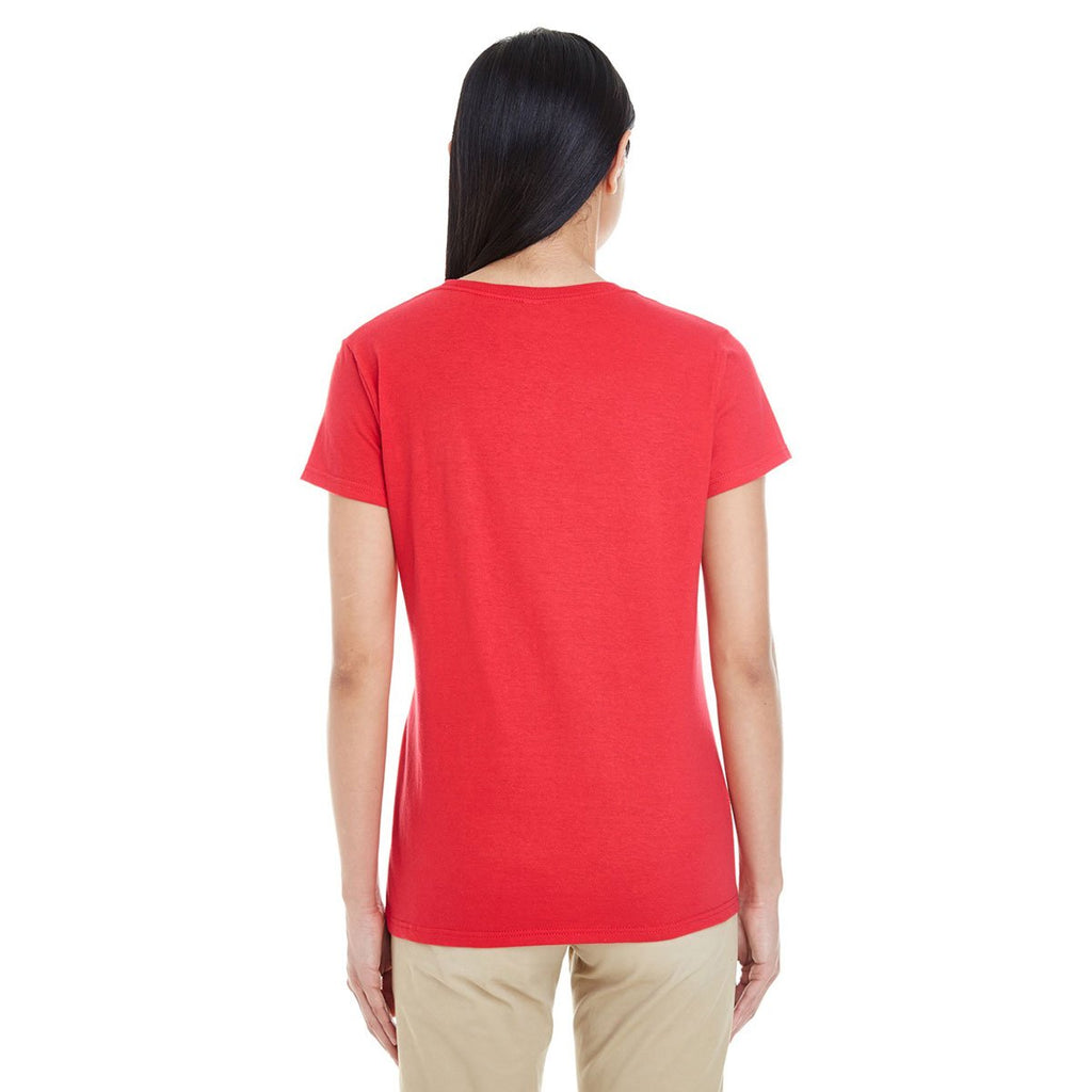 Gildan Women's Red Softstyle 4.5 oz. Deep Scoop T-Shirt