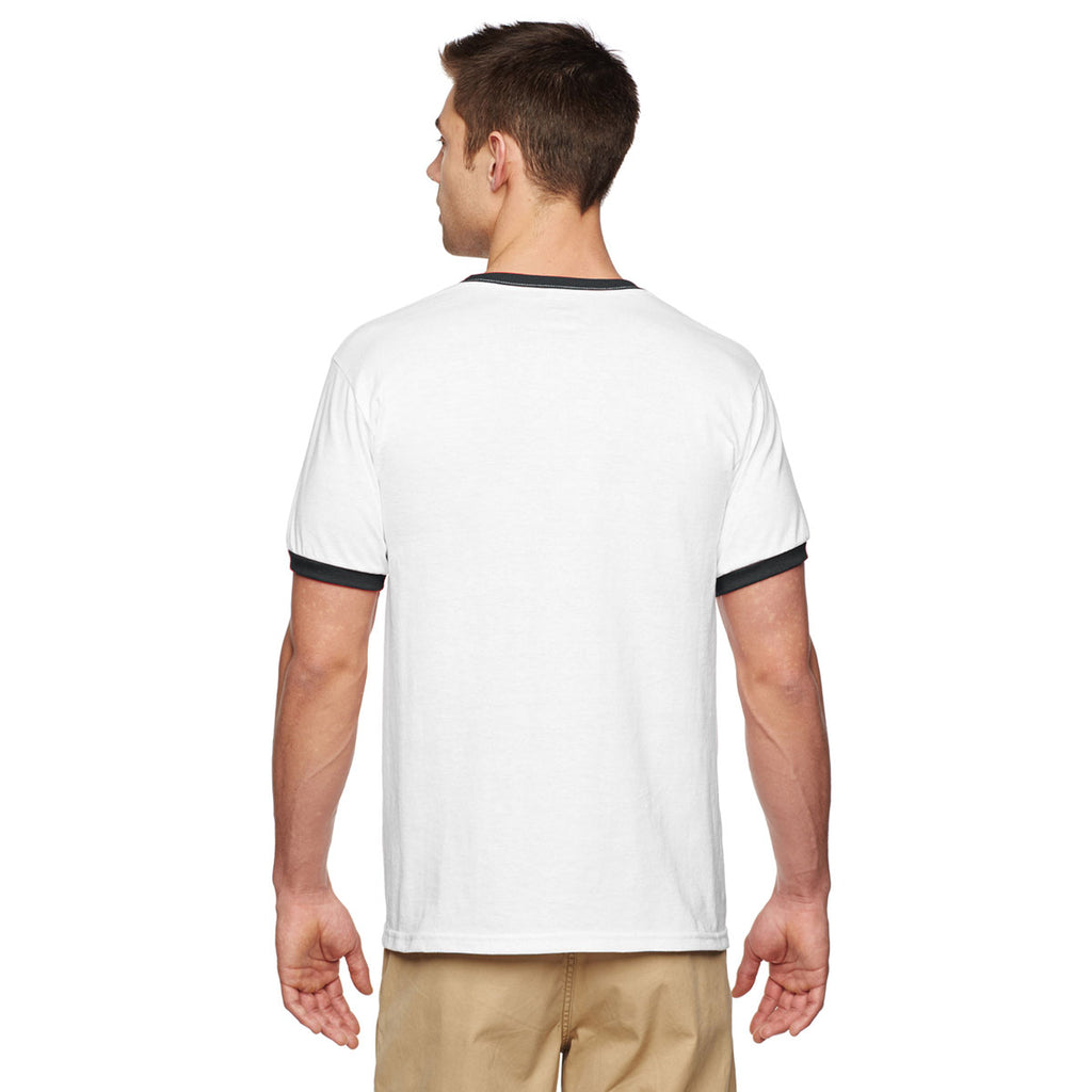 Gildan Unisex White/Black 5.5 oz. Ringer T-Shirt