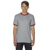 Gildan Unisex Sport Grey/Red 5.5 oz. Ringer T-Shirt