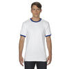 Gildan Unisex White/Royal 5.5 oz. Ringer T-Shirt