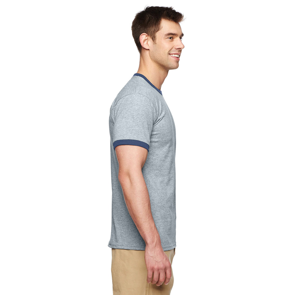 Gildan Unisex Sport Grey/Navy 5.5 oz. Ringer T-Shirt