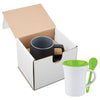 Primeline Green-Lime 10 oz Two-Tone Ceramic Mug with Matching Spoon in Individual Mailer