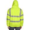 Berne Men's Hi Vis Yellow Hi-Vis Class 3 Lined Full-Zip Hooded Sweatshirt