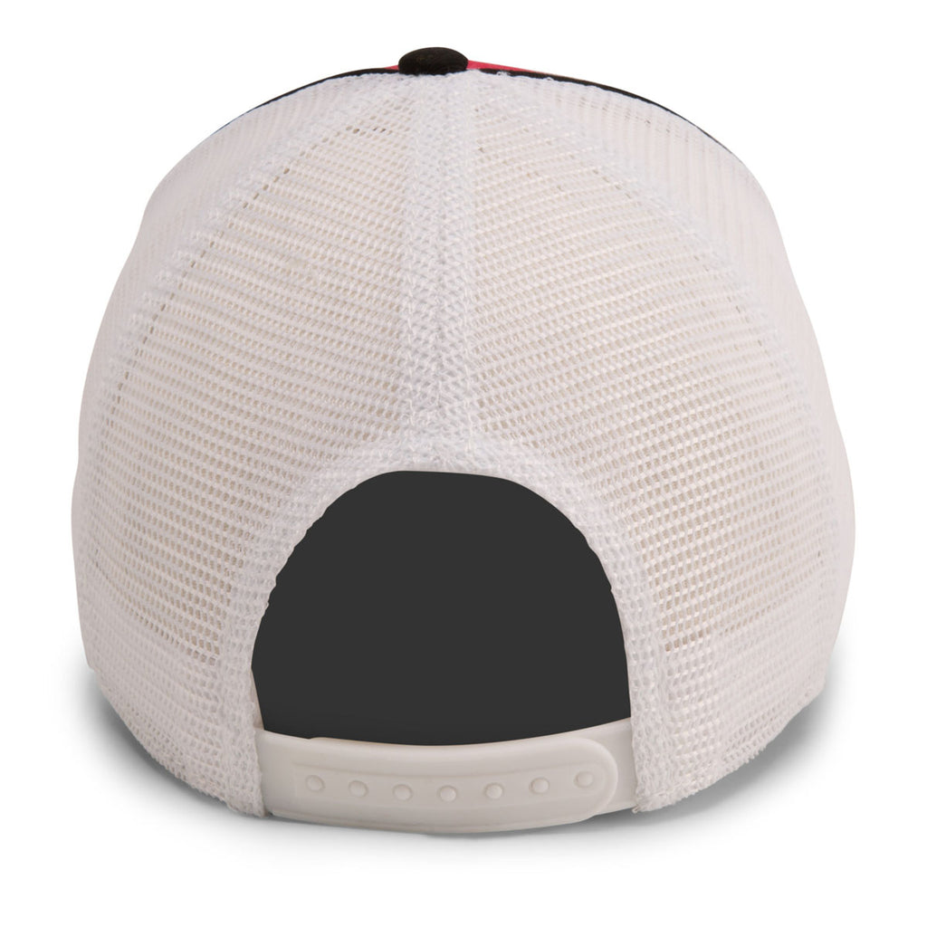 Paramount Apparel Red/Black/White Piped Fine Mesh Cap