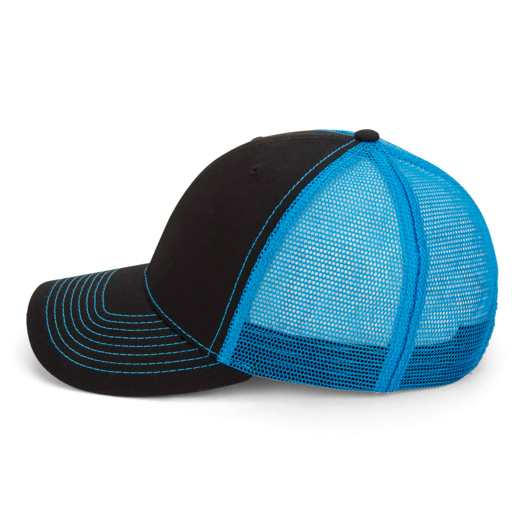 Paramount Apparel Black/Neon Blue Neon Mesh Back Cap