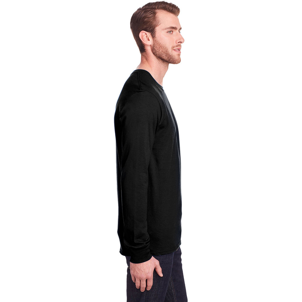 Fruit of the Loom Men's Black Ink ICONIC Long Sleeve T-Shirt