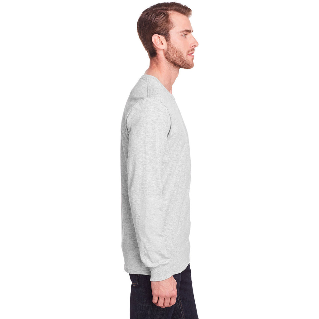 Fruit of the Loom Men's Oatmeal Heather ICONIC Long Sleeve T-Shirt