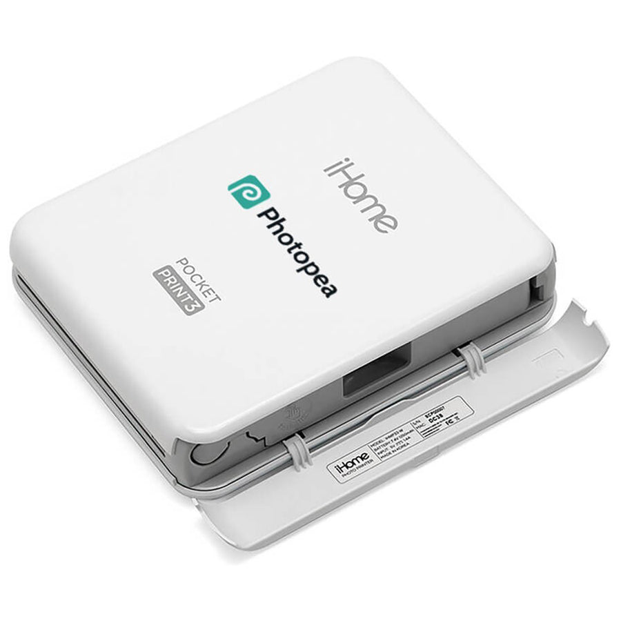 iHome White PocketPrint3 Smartphone Photo Printer