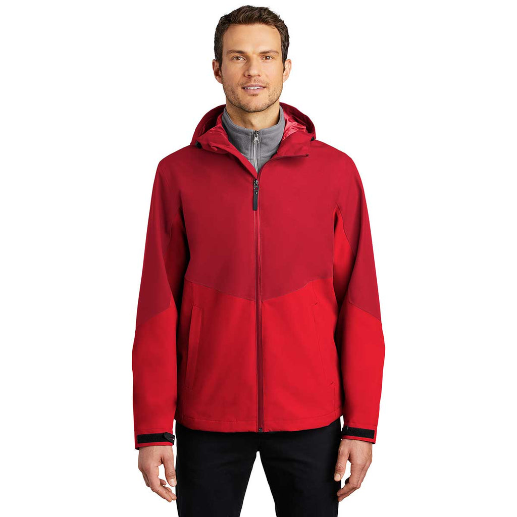 Port Authority Men's Sangria/True Red Tech Rain Jacket