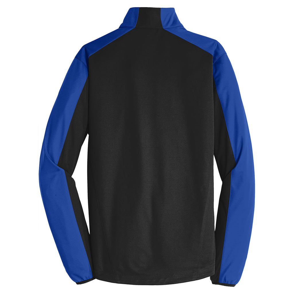 Port Authority Men's Deep Black/True Royal Active Colorblock Soft Shell Jacket