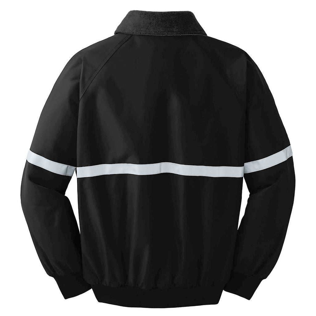 Port Authority Men's True Black/ True Black/ Reflective Challenger Jacket with Reflective Taping