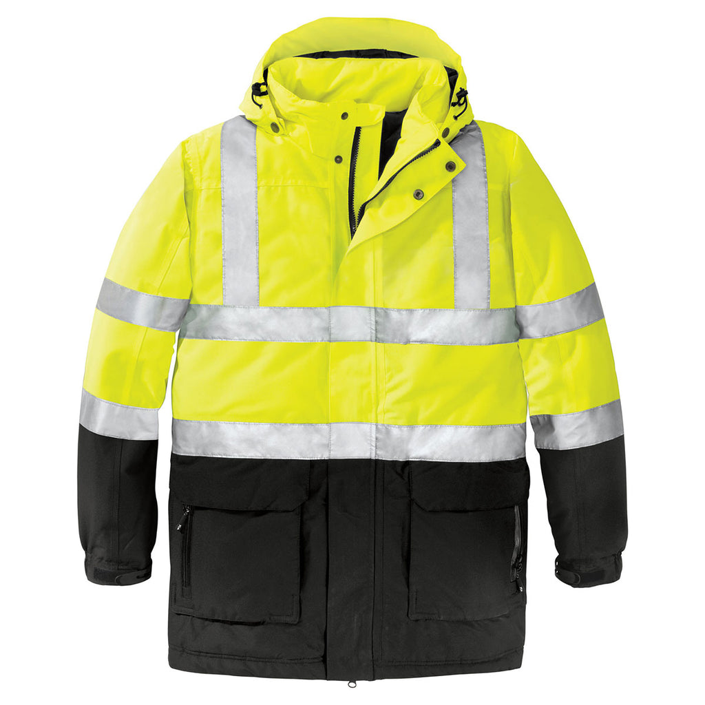 Port Authority Men's Safety Yellow/ Black/Reflective ANSI 107 Class 3 Safety Heavyweight Parka