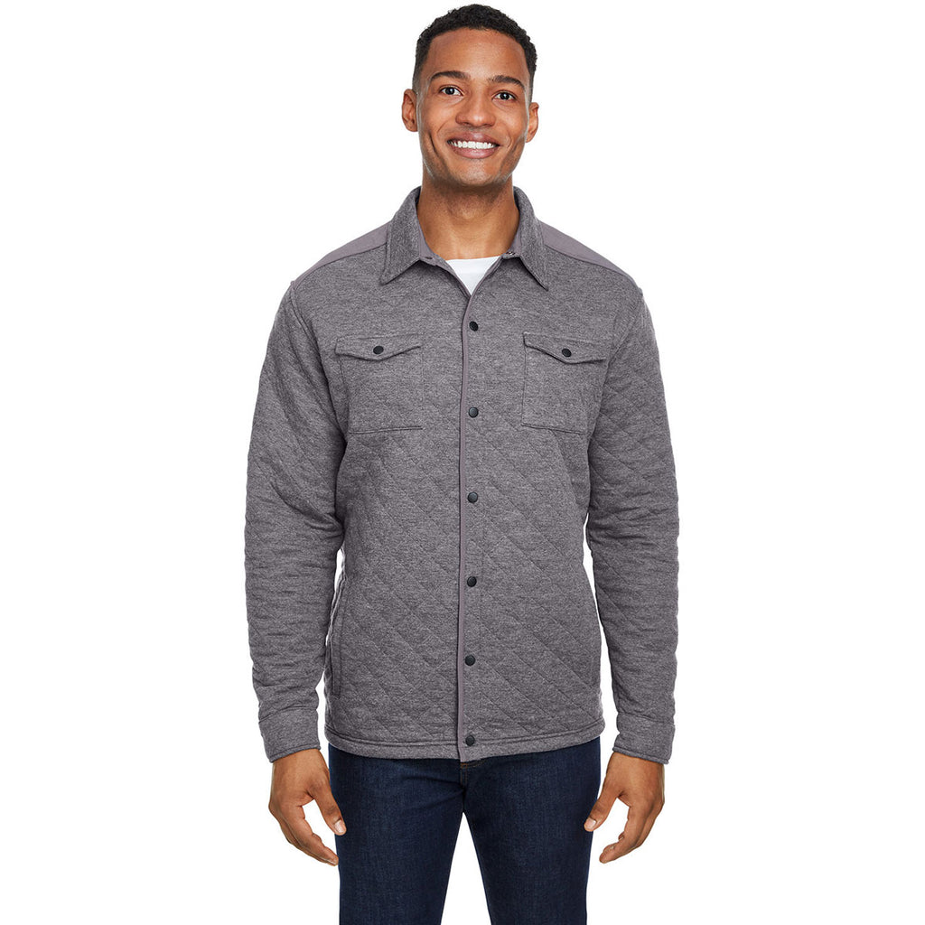 J America Men's Charcoal Heather Quilted Jersey Shirt Jacket