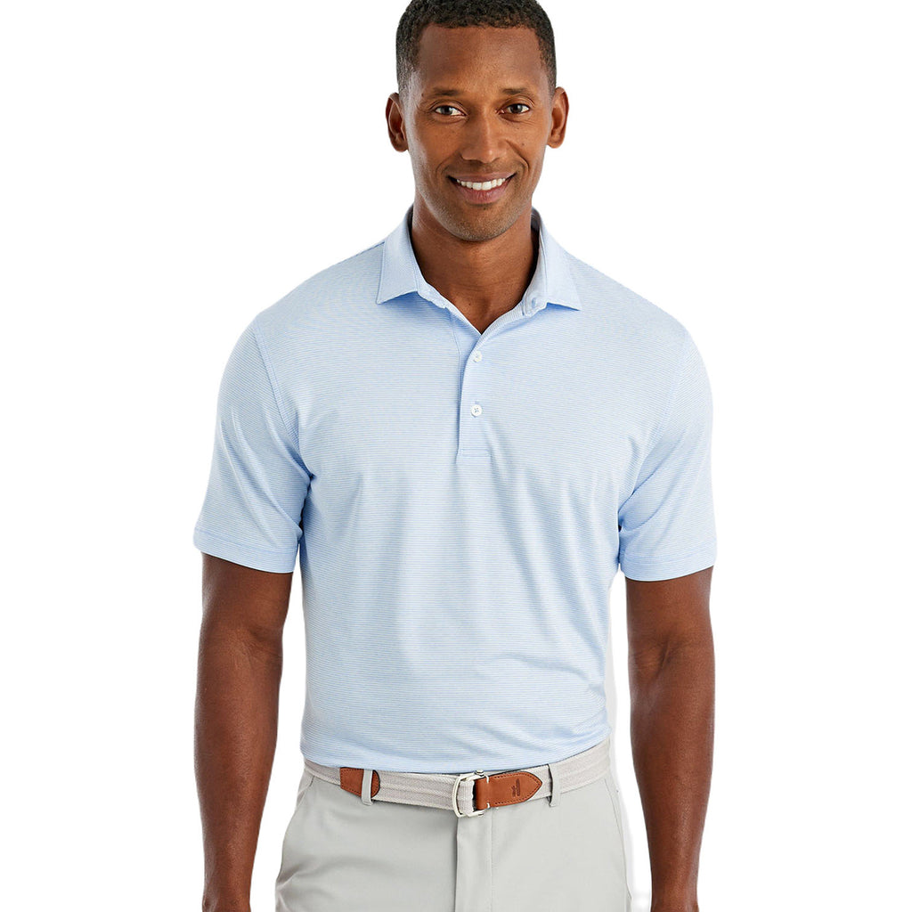 Johnnie-O Men's Gulf Blue Lyndonn Striped Jersey Performance Polo