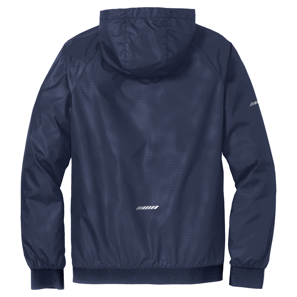Sport-Tek Men's True Navy/True Navy Embossed Hooded Wind Jacket