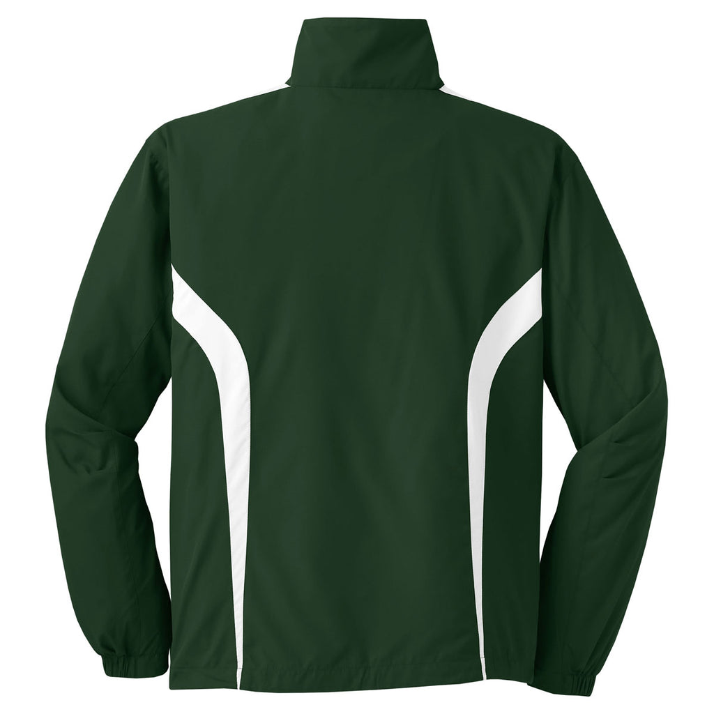 Sport-Tek Men's Forest Green/White Colorblock Raglan Jacket