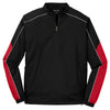 Sport-Tek Men's Black/True Red/White Piped Colorblock 1/4-Zip Wind Shirt