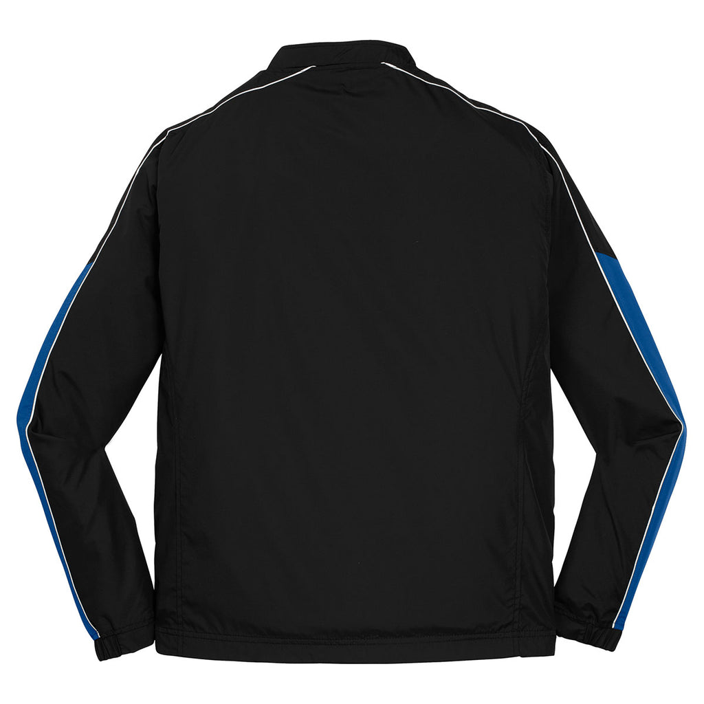 Sport-Tek Men's Black/True Royal/White Piped Colorblock 1/4-Zip Wind Shirt