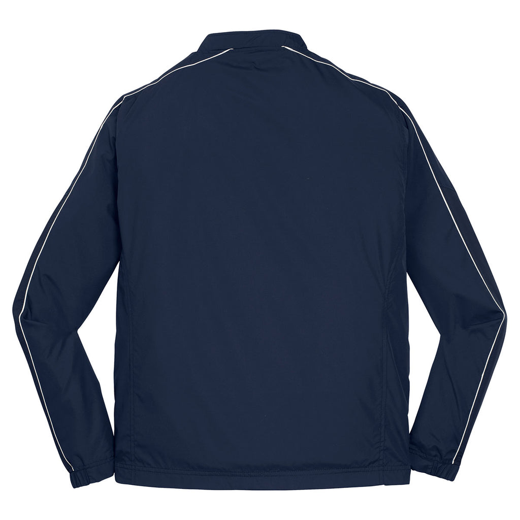 Sport-Tek Men's True Navy/True Navy/White Piped Colorblock 1/4-Zip Wind Shirt