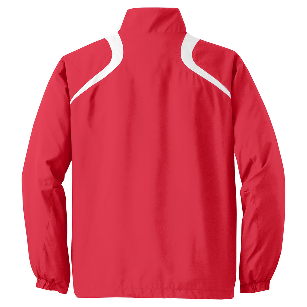 Sport-Tek Men's True Red/White 1/2-Zip Wind Shirt