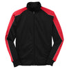 Sport-Tek Men's Black/True Red/White Piped Tricot Track Jacket