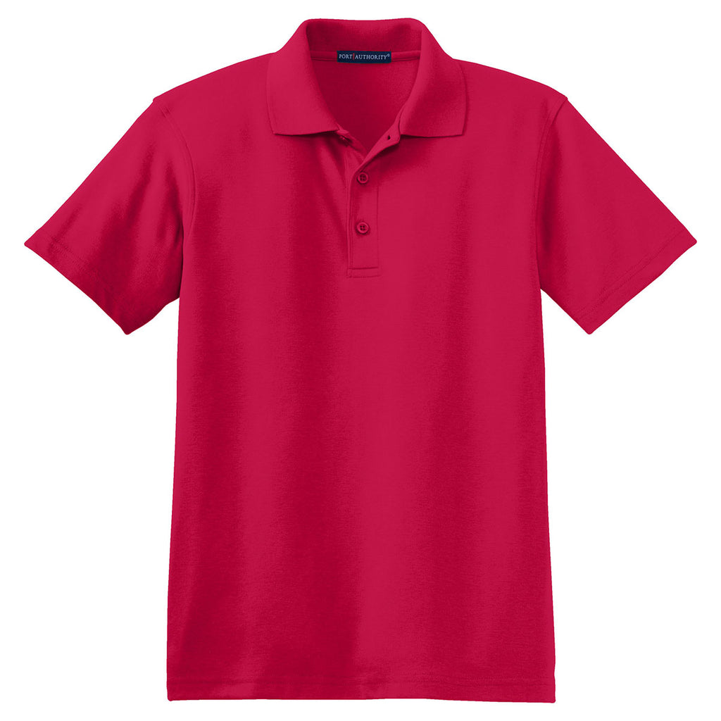 Port Authority Men's Red Silk Touch Interlock Polo