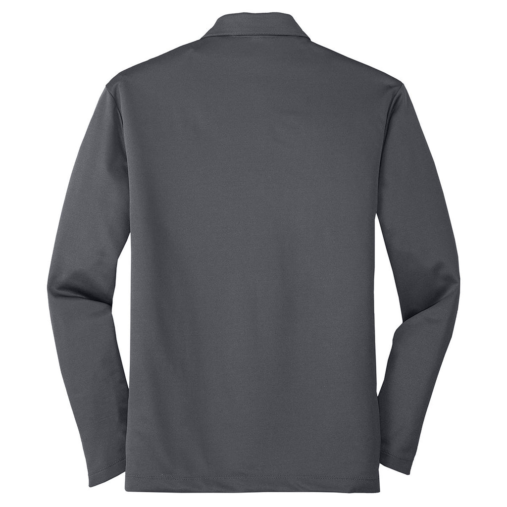 Port Authority Men's Steel Grey Silk Touch Performance Long Sleeve Polo