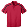 Port Authority Men's Red/Black Silk Touch Performance Colorblock Stripe Polo