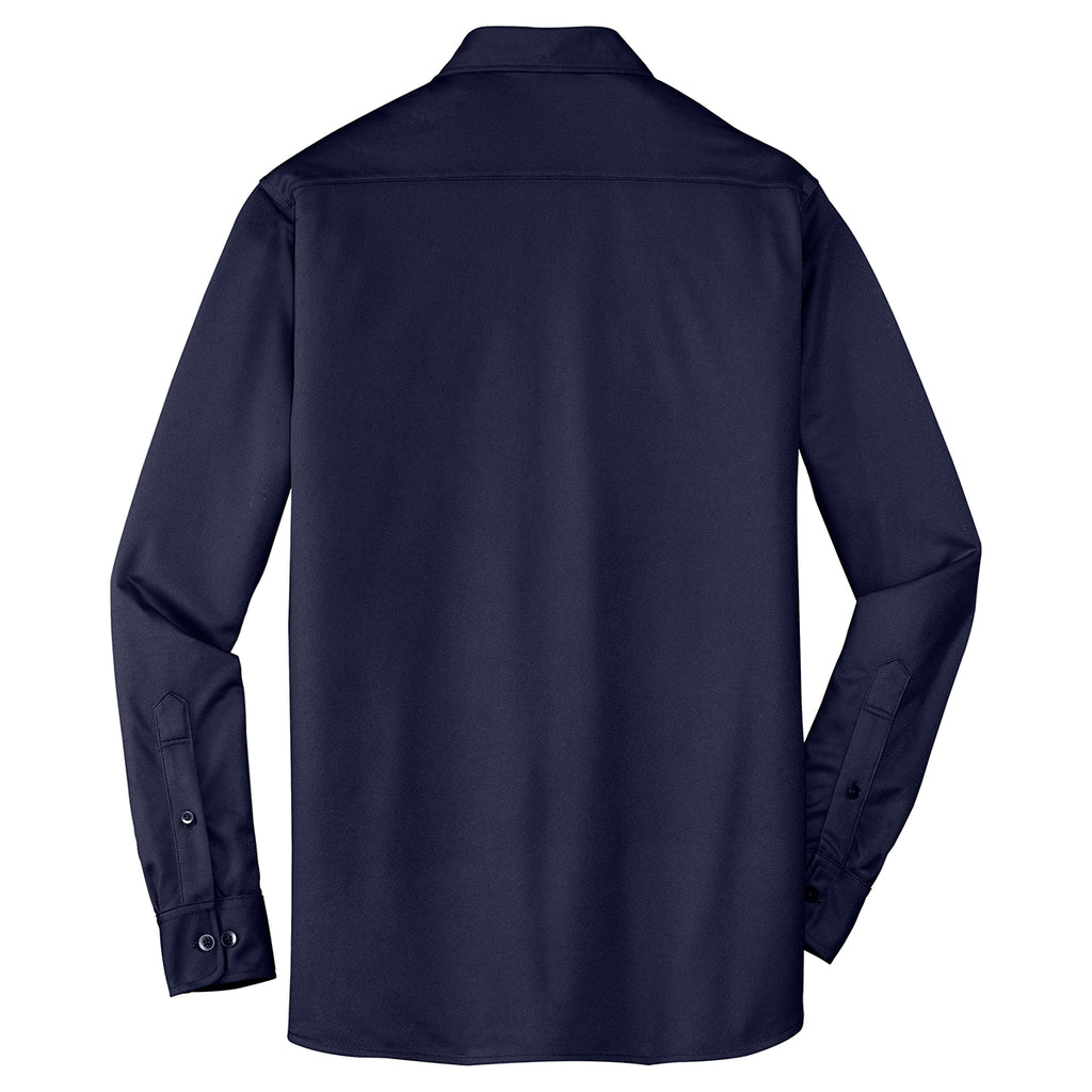 Port Authority Men's Dark Navy Dimension Knit Dress Shirt