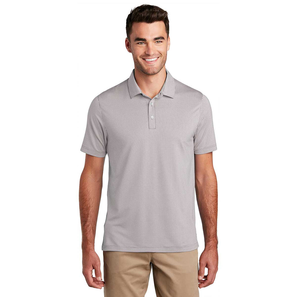 Port Authority Men's Gusty Grey/White Gingham Polo