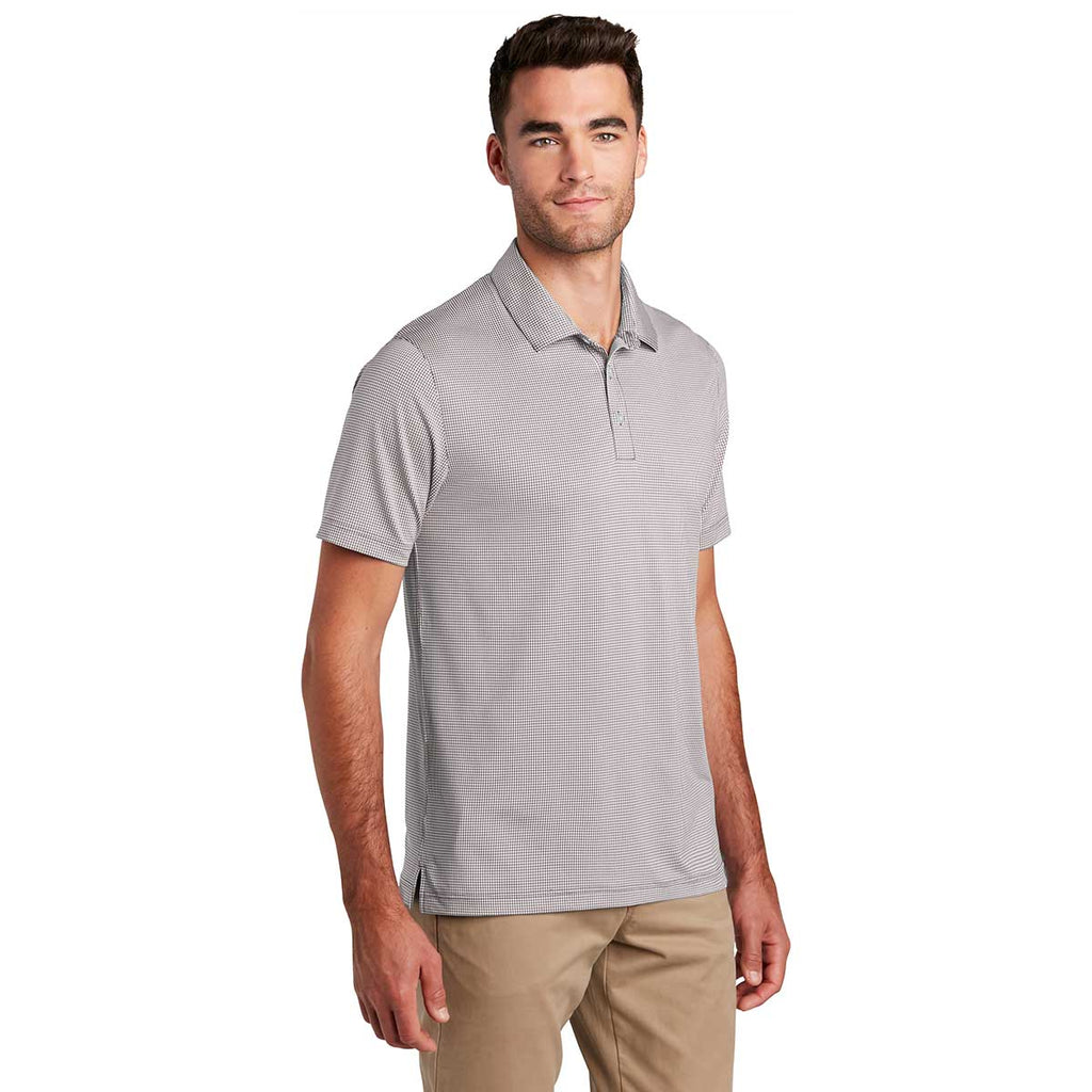 Port Authority Men's Gusty Grey/White Gingham Polo