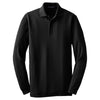 Port Authority Men's Black Long Sleeve EZCotton Pique Polo