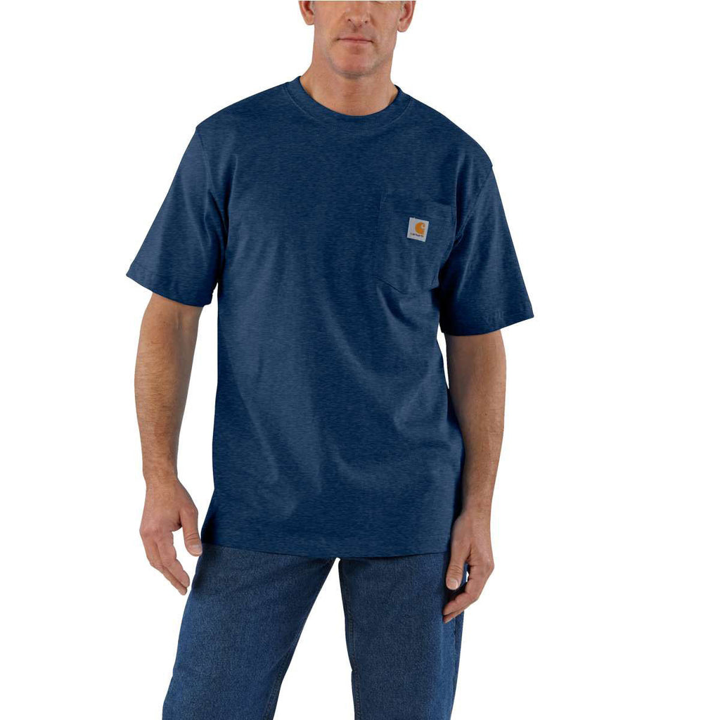 Carhartt Men's Tall Dark Cobalt Blue Heather Workwear Pocket S/S T-Shirt