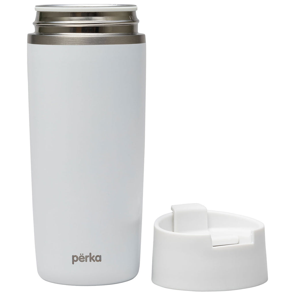 Perka White Macchiato 12 oz. Double Wall Coffee/Tea Press Mug