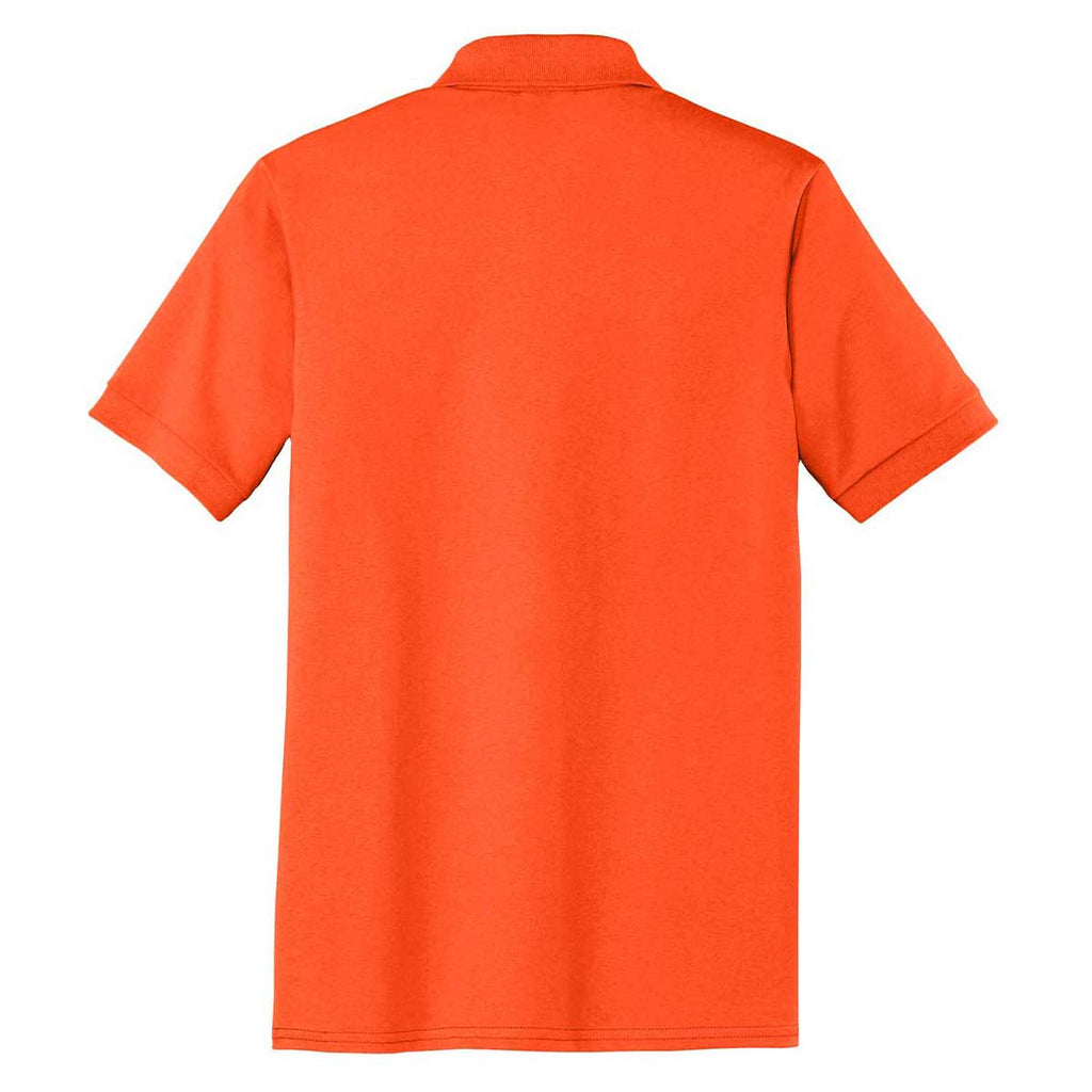 Port & Company Men's Safety Orange Core Blend Jersey Knit Pocket Polo