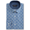 Bugatchi Men's Pinstripe Classic Blue Point Collar Regular Placket No Pocket Shaped Fit