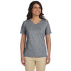LAT Women's Granite Heather V-Neck Premium Jersey T-Shirt