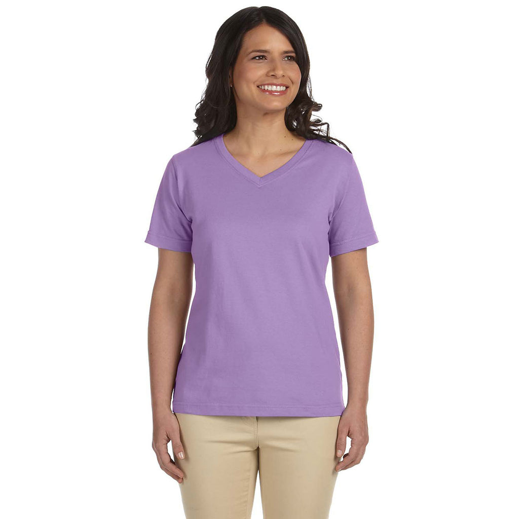 LAT Women's Lavender V-Neck Premium Jersey T-Shirt