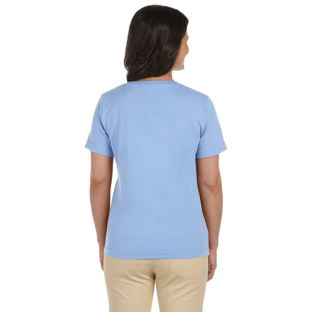 LAT Women's Light Blue V-Neck Premium Jersey T-Shirt