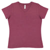 LAT Women's Vintage Burgundy V-Neck Premium Jersey T-Shirt