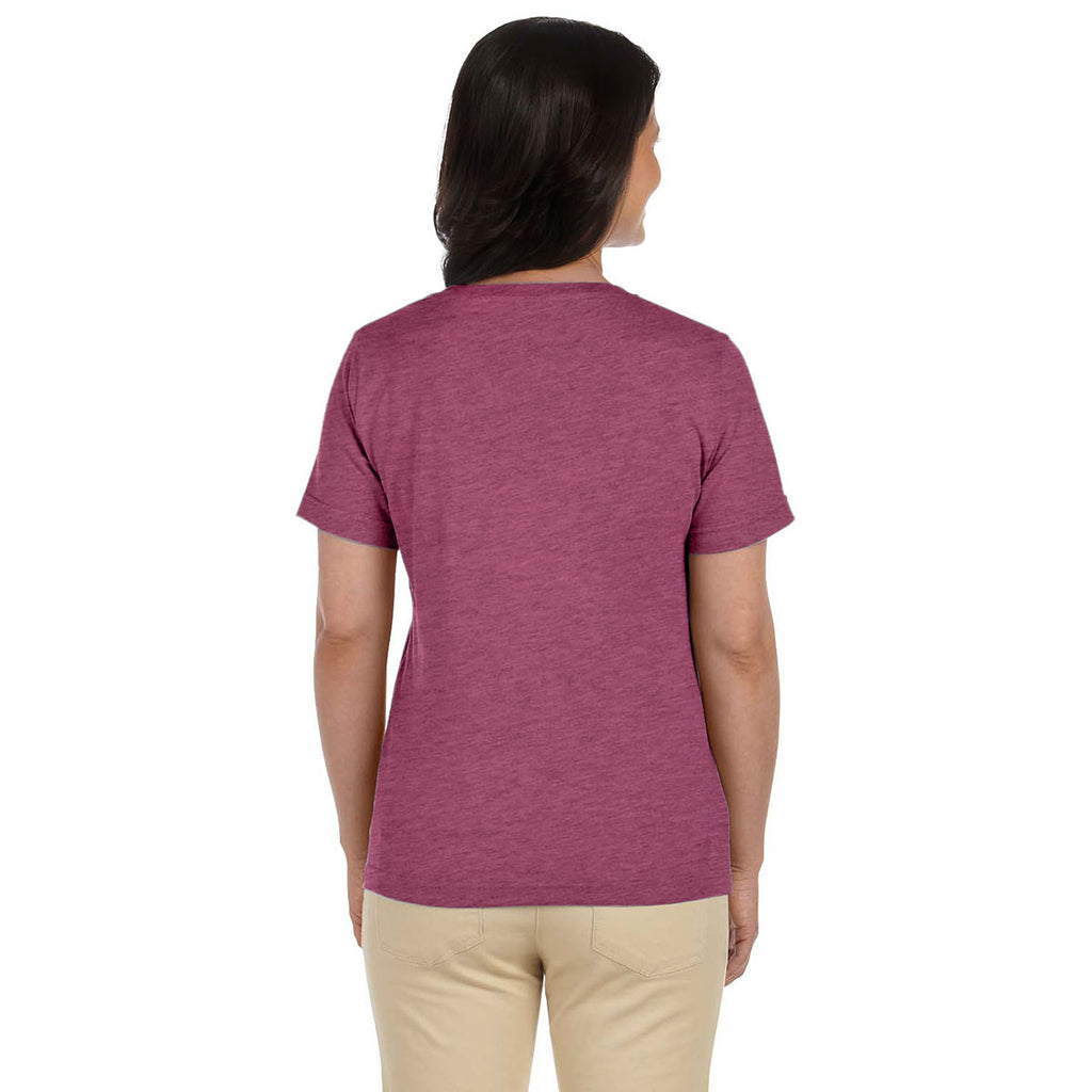 LAT Women's Vintage Burgundy V-Neck Premium Jersey T-Shirt