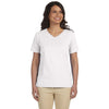 LAT Women's White V-Neck Premium Jersey T-Shirt
