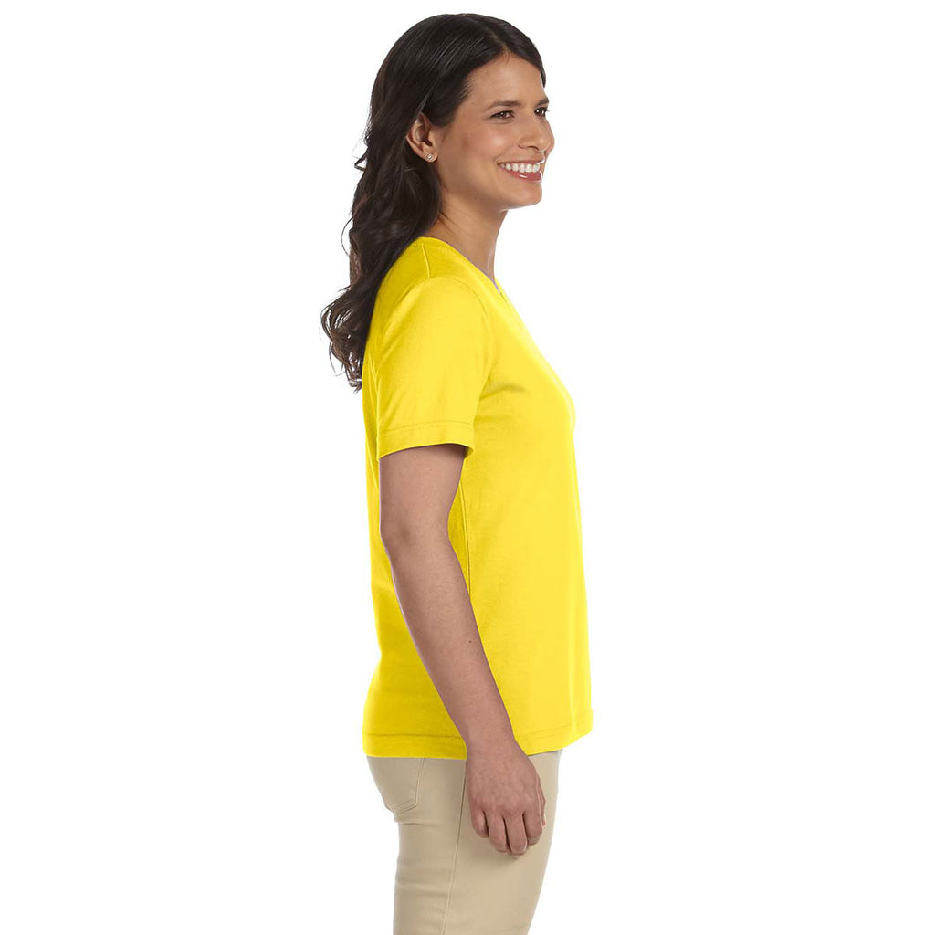 LAT Women's Yellow V-Neck Premium Jersey T-Shirt