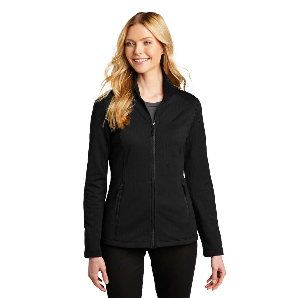 Port Authority Women's Deep Black Grid Fleece Jacket