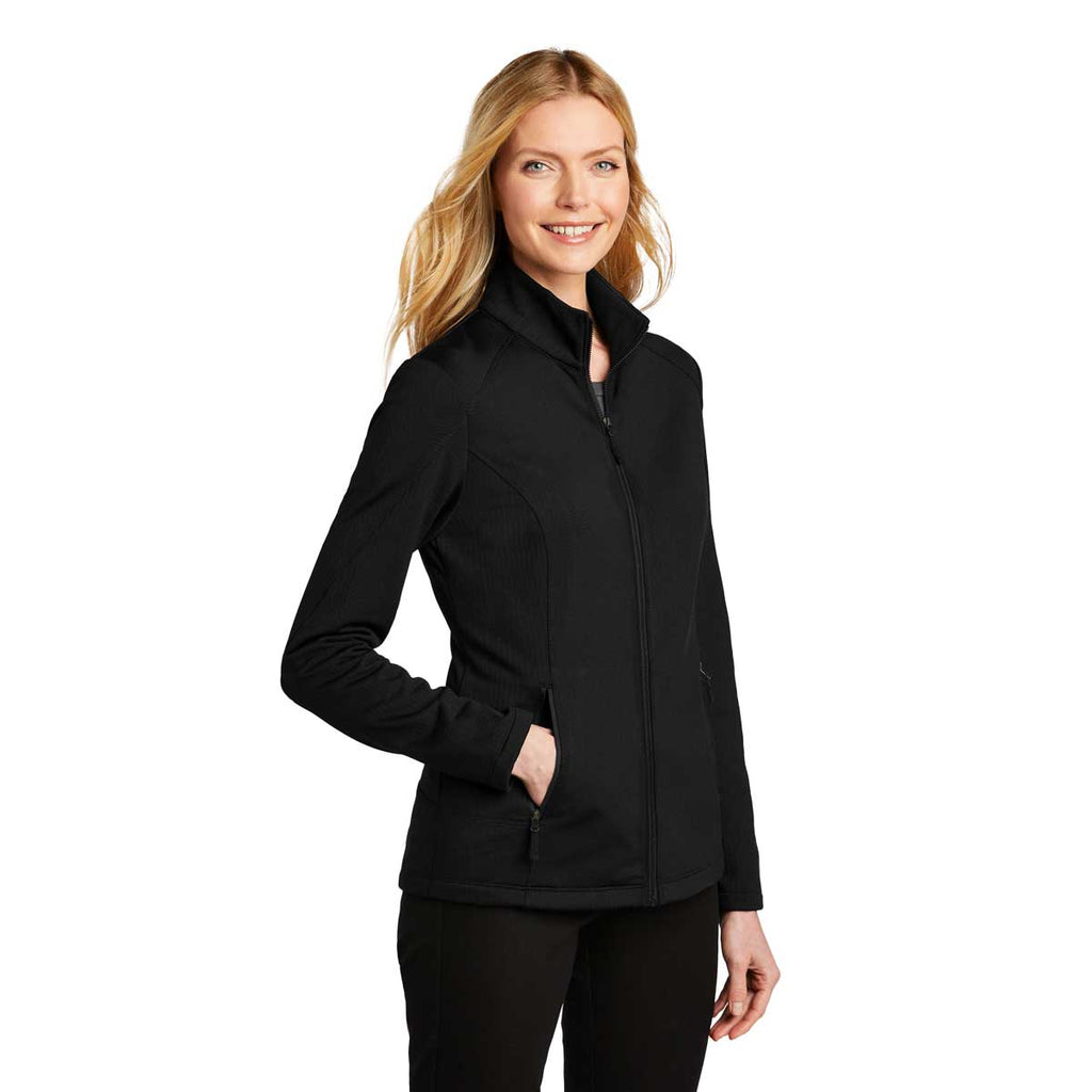 Port Authority Women's Deep Black Grid Fleece Jacket