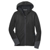 Port Authority Women's Black Vertical Hooded Soft Shell Jacket