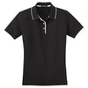 Sport-Tek Women's Black/White Dri-Mesh Polo with Tipped Collar and Piping